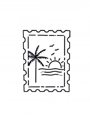 Tatouage Timbré - Paysage Tropical