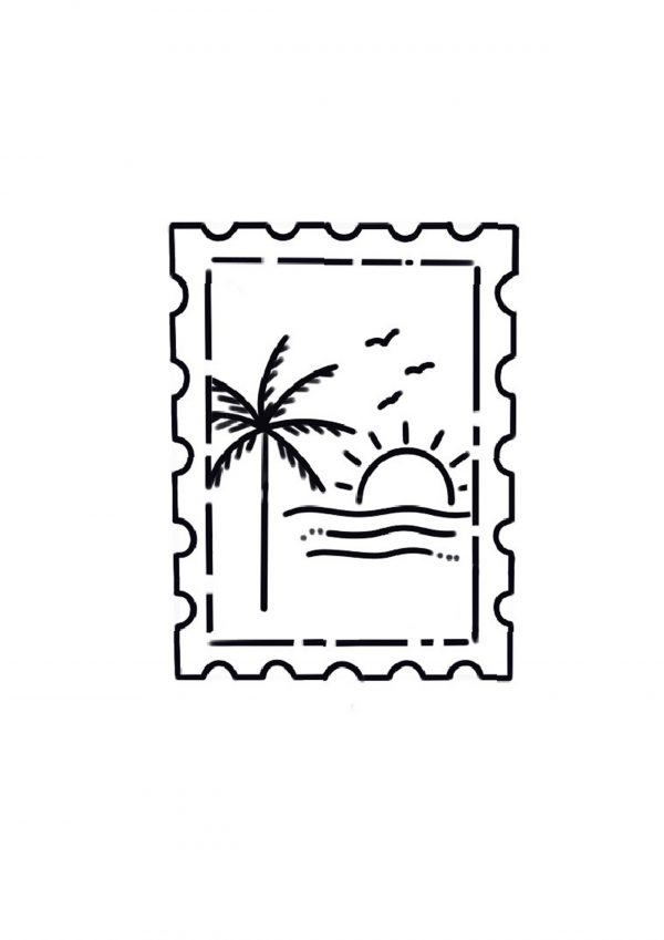 Tatouage Timbré - Paysage Tropical