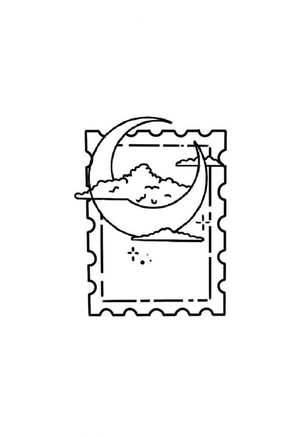 Tatouage Timbré - Lune et Nuages